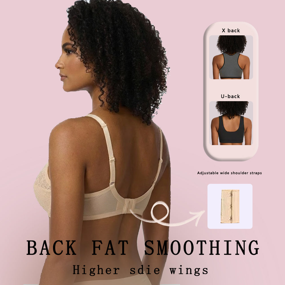 🏆 Enchante Floral Lace Unlined Comfort Non-padded Full Coverage Plus Size Underwire Bra Adjustable Straps The Adapter Cup Anti-Cookie-Cutter Bra