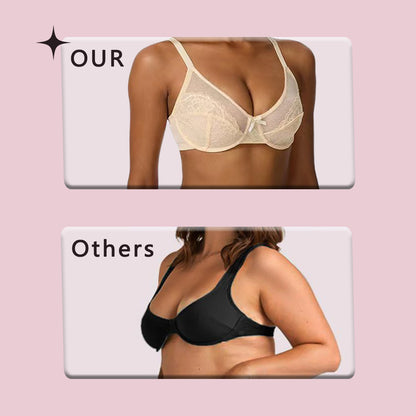 🏆 Enchante Floral Lace Unlined Comfort Non-padded Full Coverage Plus Size Underwire Bra Adjustable Straps The Adapter Cup Anti-Cookie-Cutter Bra