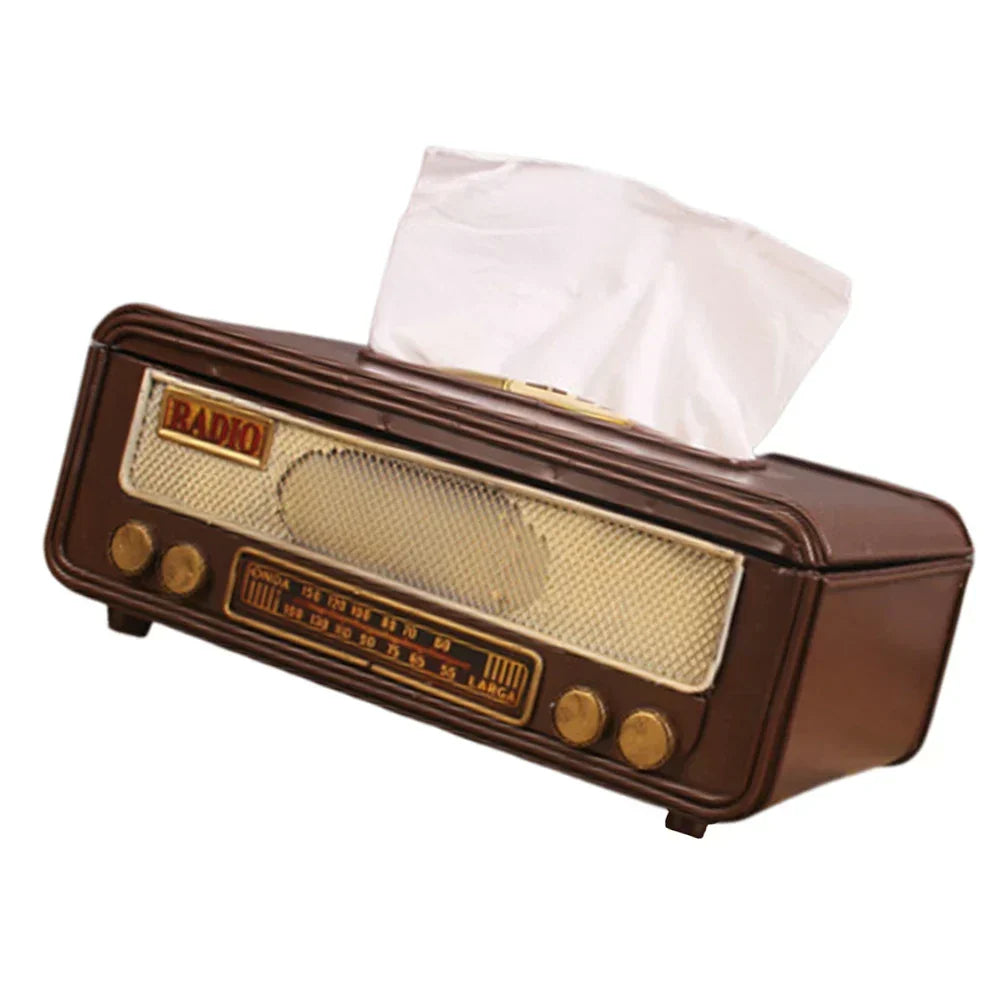 🎁Retro Radio Shape Tissue Box – Paper Towel & Napkin Holder for Home, Bar, Office