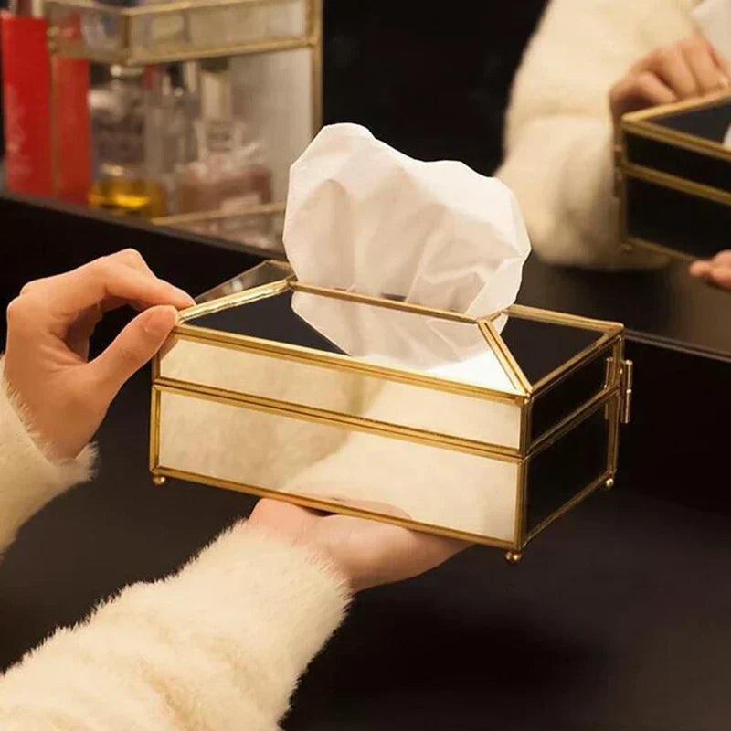 ✨Luxury Mirror Glass Tissue Box – Waterproof Paper Towel Holder✨
