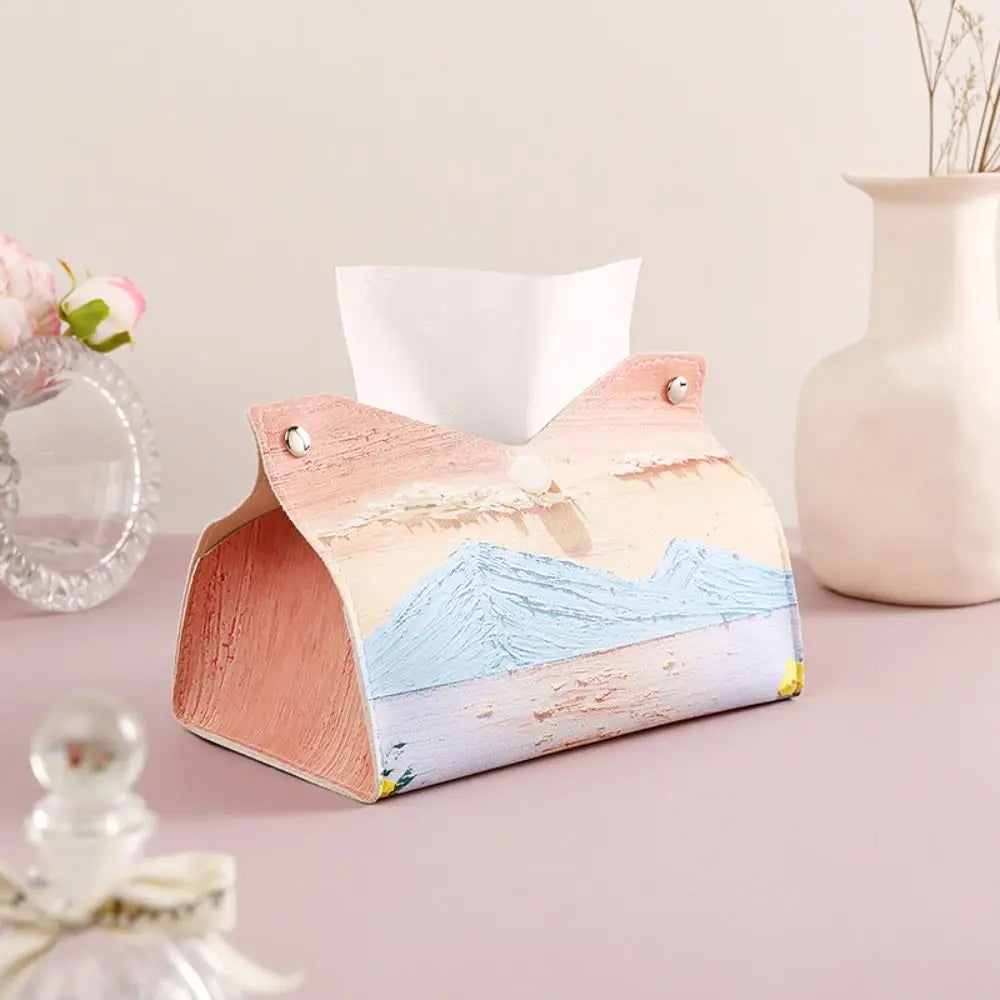 🎀Creative Pink Leather Tissue Box – 🎀Durable Paper Towel Storage