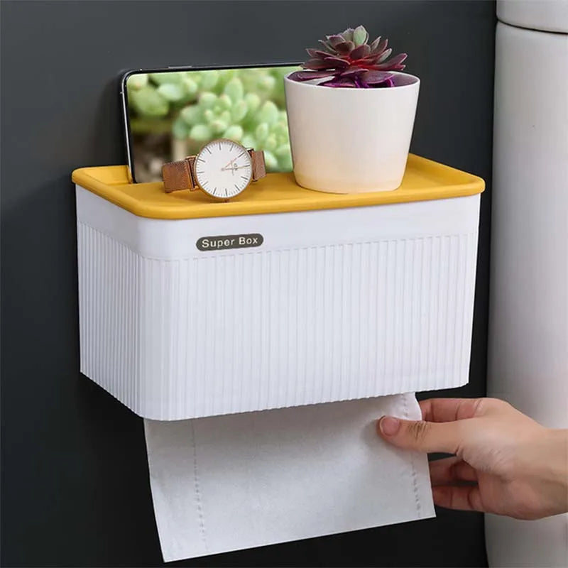 🚿Waterproof Toilet Paper Holder – Wall-Mount with Storage Box
